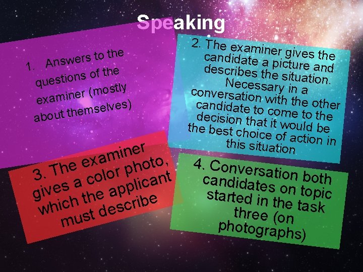 Speaking the o t s r e w 1. Ans the f o s