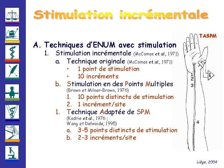 TASPM A. Techniques d’ENUM avec stimulation 1. Stimulation incrémentale (Mc. Comas et al. ,