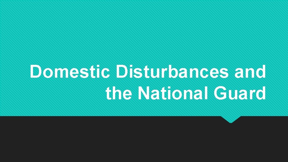 Domestic Disturbances and the National Guard 