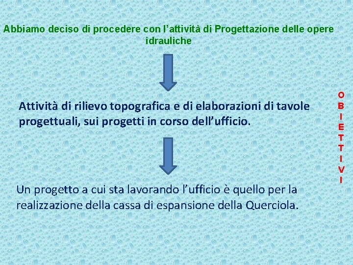 Abbiamo deciso di procedere con l’attività di Progettazione delle opere idrauliche Attività di rilievo