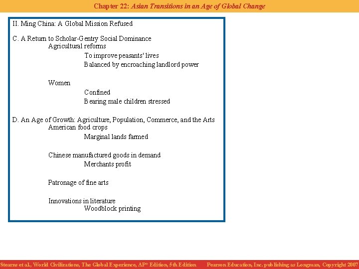 Chapter 22: Asian Transitions in an Age of Global Change II. Ming China: A