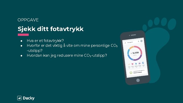 OPPGAVE Sjekk ditt fotavtrykk ● ● ● Hva er et fotavtrykk? Hvorfor er det