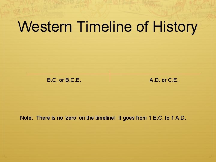 Western Timeline of History B. C. or B. C. E. A. D. or C.