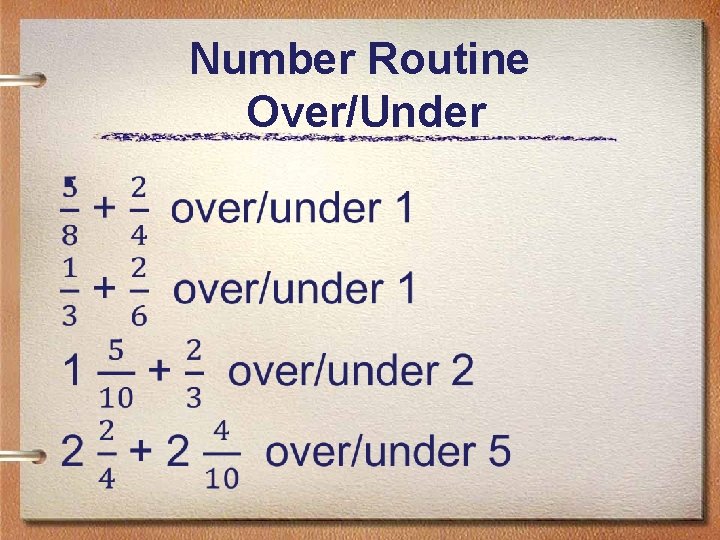 Number Routine Over/Under • 
