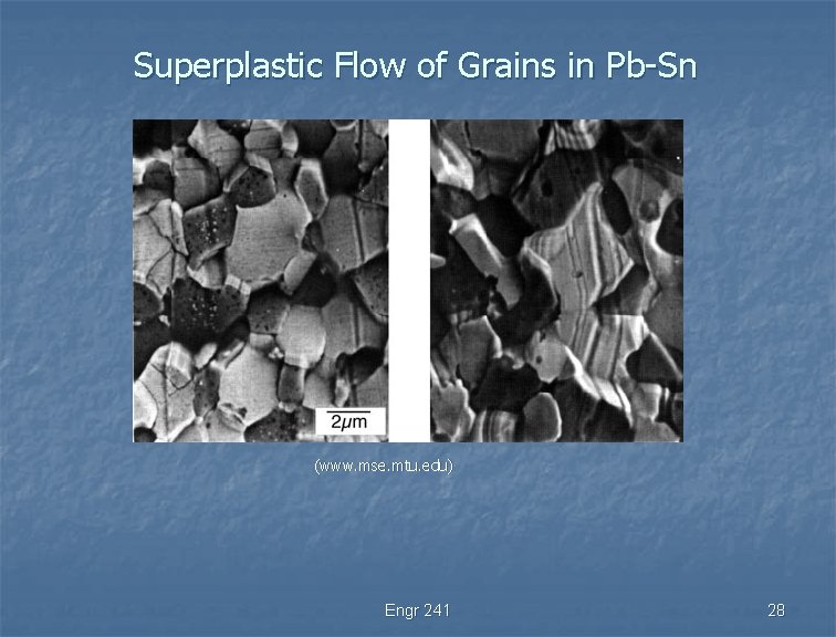 Superplastic Flow of Grains in Pb-Sn (www. mse. mtu. edu) Engr 241 28 