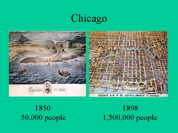 Chicago 1850 50, 000 people 1898 1, 500, 000 people 