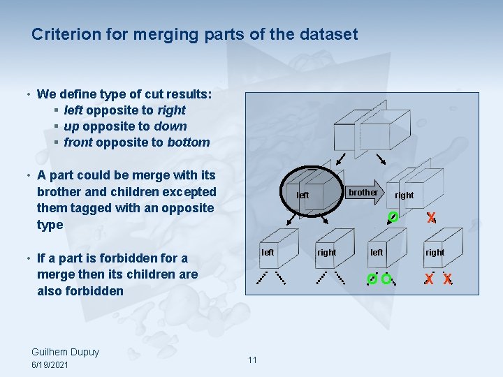 Criterion for merging parts of the dataset • We define type of cut results: