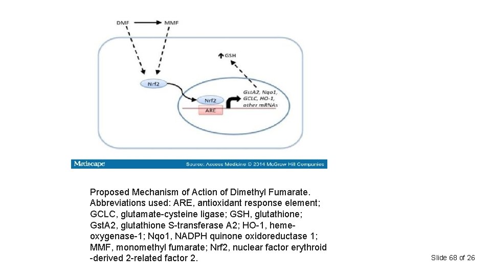 Proposed Mechanism of Action of Dimethyl Fumarate. Abbreviations used: ARE, antioxidant response element; GCLC,