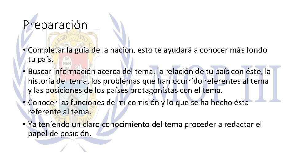 Preparación • Completar la guía de la nación, esto te ayudará a conocer más