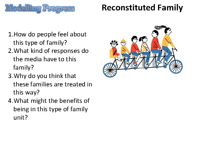 Reconstituted Family 1. How do people feel about this type of family? 2. What