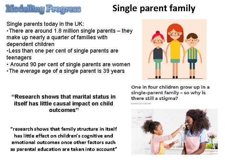 Single parent family Single parents today in the UK: • There around 1. 8