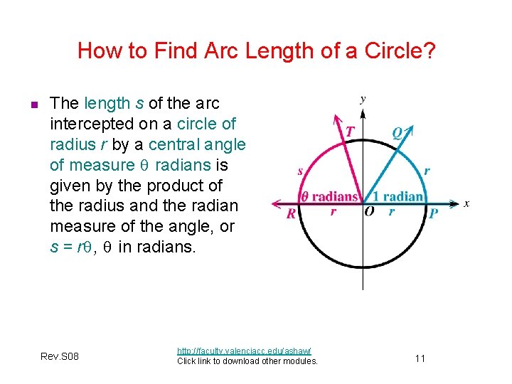 How to Find Arc Length of a Circle? n The length s of the How to Find Arc Length of a Circle? n The length s of the