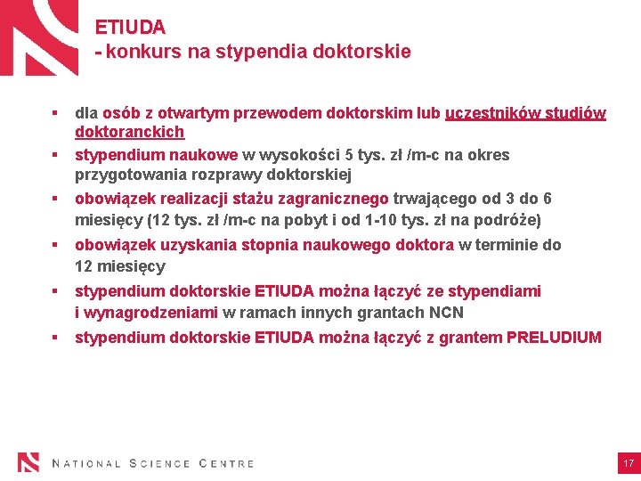 ETIUDA - konkurs na stypendia doktorskie § § dla osób z otwartym przewodem doktorskim