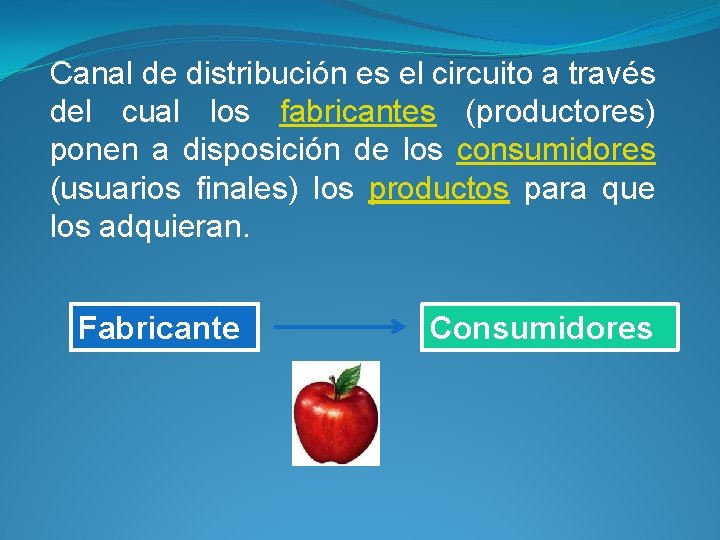 Canal de distribución es el circuito a través del cual los fabricantes (productores) ponen