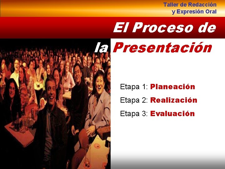 Taller de Redacción y Expresión Oral El Proceso de la Presentación Etapa 1: Planeación