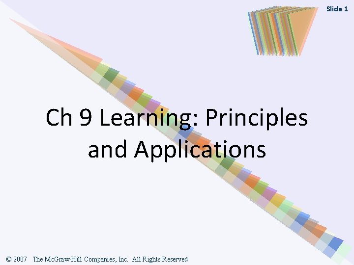 Slide 1 Ch 9 Learning Principles and Applications