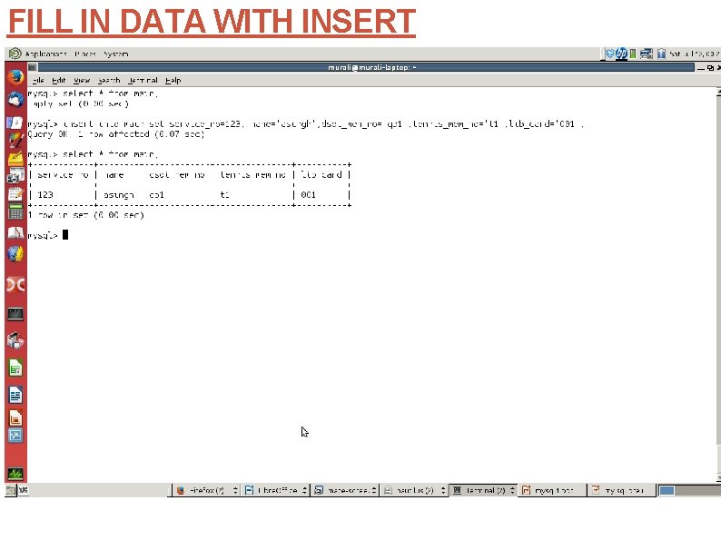 FILL IN DATA WITH INSERT 