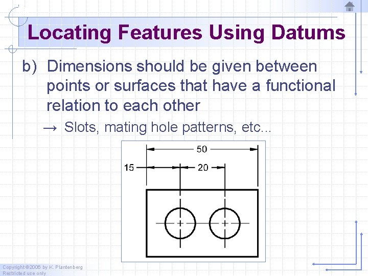 Locating Features Using Datums b) Dimensions should be given between points or surfaces that