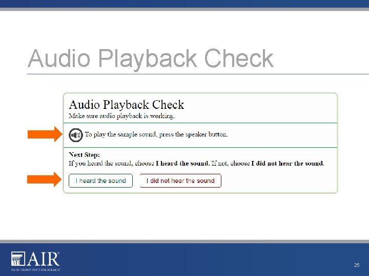 Audio Playback Check 25 Audio Playback Check 25
