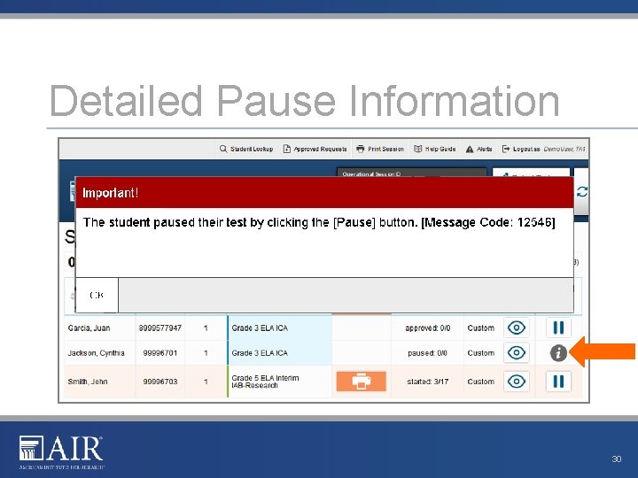 Detailed Pause Information 30 Detailed Pause Information 30