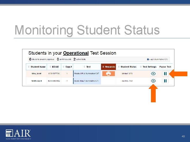 Monitoring Student Status 43 Monitoring Student Status 43
