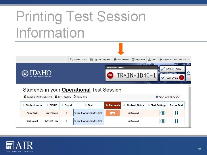 Printing Test Session Information 46 Printing Test Session Information 46