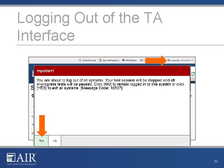 Logging Out of the TA Interface 50 Logging Out of the TA Interface 50