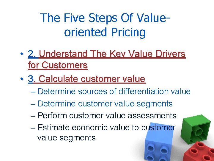 The Five Steps Of Valueoriented Pricing • 2. Understand The Key Value Drivers for