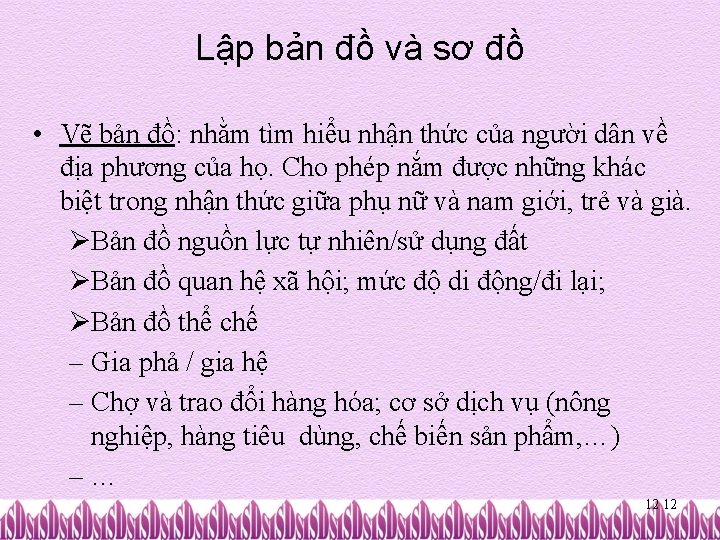 Lập bản đồ và sơ đồ • Vẽ bản đồ: nhằm tìm hiểu nhận