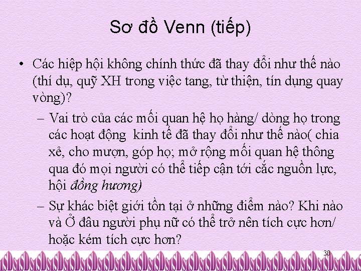 Sơ đồ Venn (tiếp) • Các hiệp hội không chính thức đã thay đổi