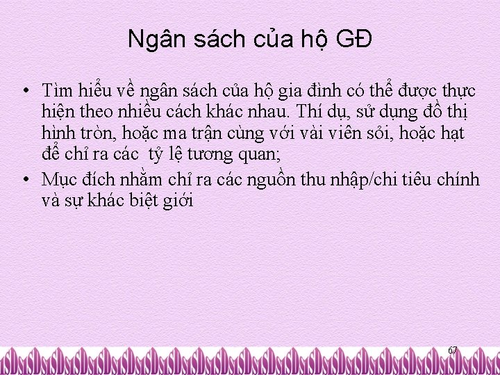 Ngân sách của hộ GĐ • Tìm hiểu về ngân sách của hộ gia