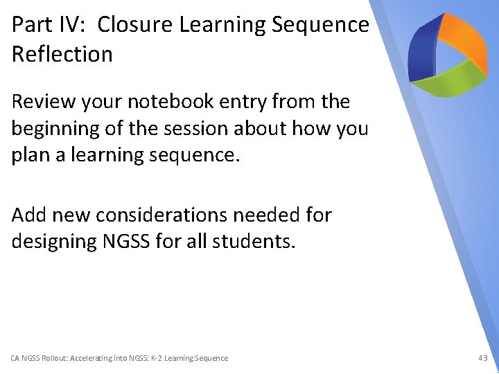Part IV: Closure Learning Sequence Reflection Review your notebook entry from the beginning of