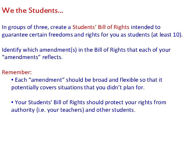The Constitution Articles of the Constitution The Six