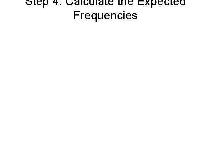 Step 4: Calculate the Expected Frequencies 