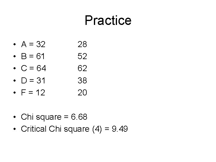 Practice • • • A = 32 B = 61 C = 64 D