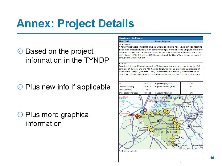 Annex: Project Details ¾ Based on the project information in the TYNDP ¾ Plus