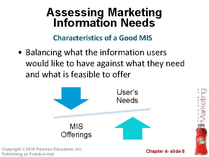 Assessing Marketing Information Needs Characteristics of a Good MIS • Balancing what the information