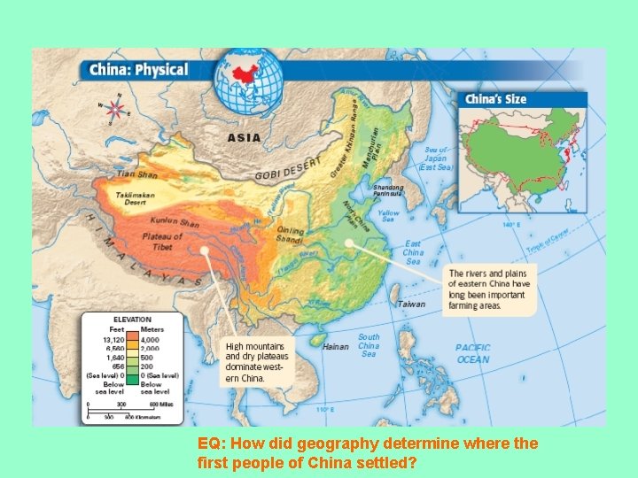 EQ: How did geography determine where the first people of China settled? 
