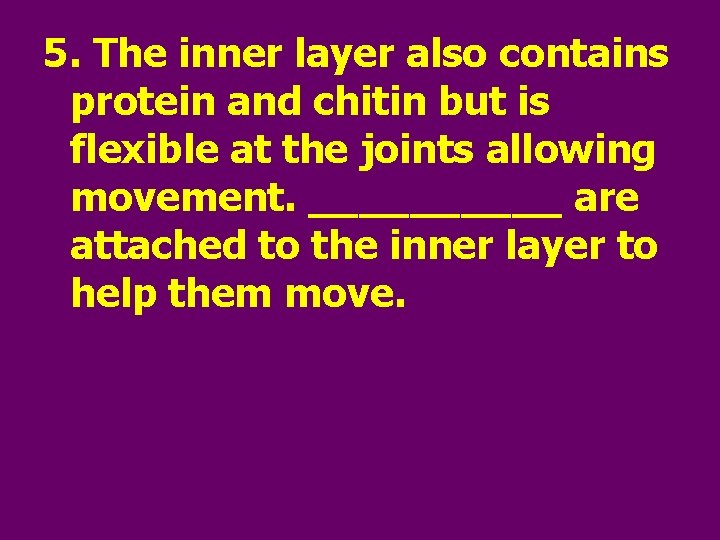 5. The inner layer also contains protein and chitin but is flexible at the