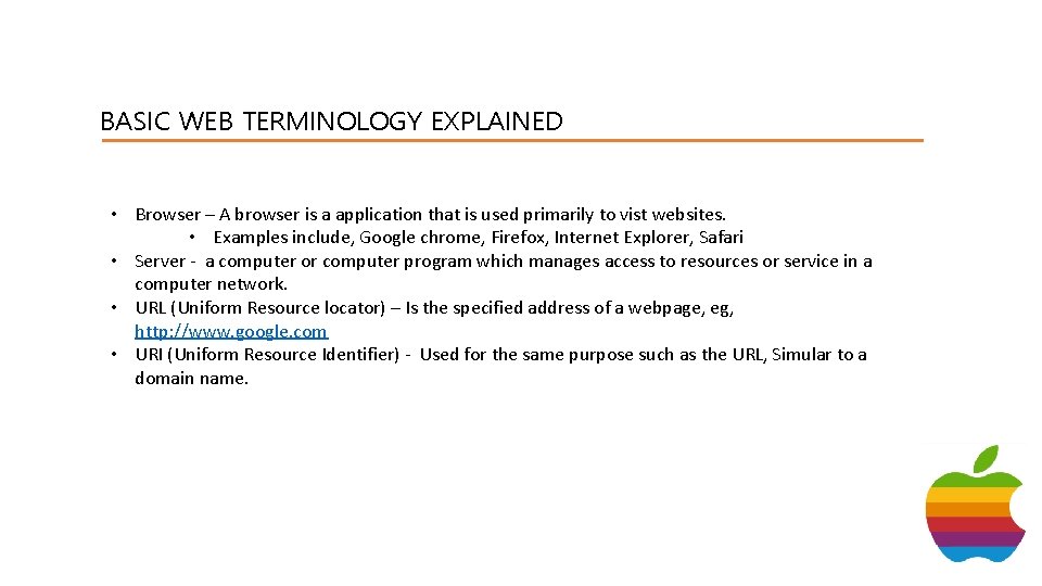 Web Browser Terminogy Apple Functions And Basic Training Module Three Learning
