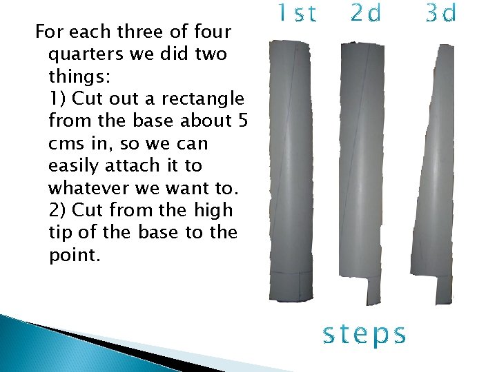 For each three of four quarters we did two things: 1) Cut out a