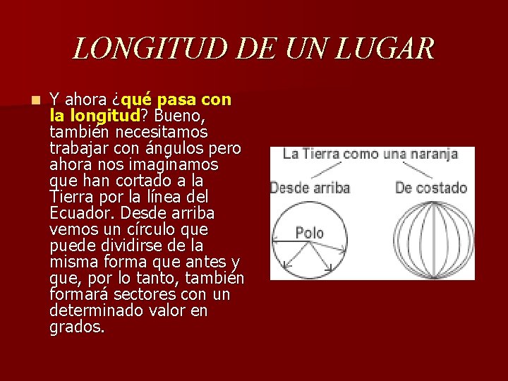 LONGITUD DE UN LUGAR n Y ahora ¿qué pasa con la longitud? Bueno, también