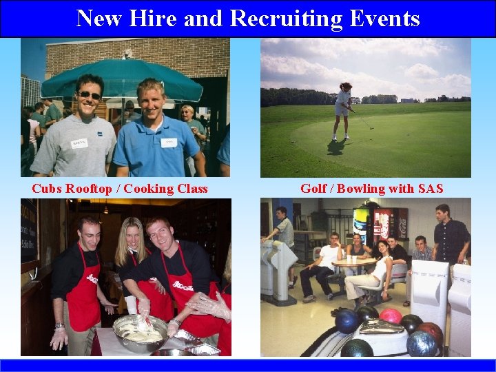 New Hire and Recruiting Events Cubs Rooftop / Cooking Class Golf / Bowling with