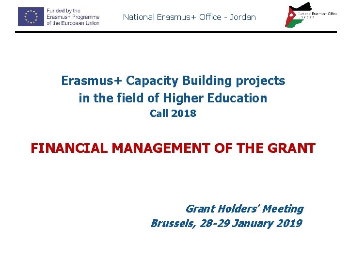 National Erasmus+ Office - Jordan Erasmus+ Capacity Building projects in the field of Higher