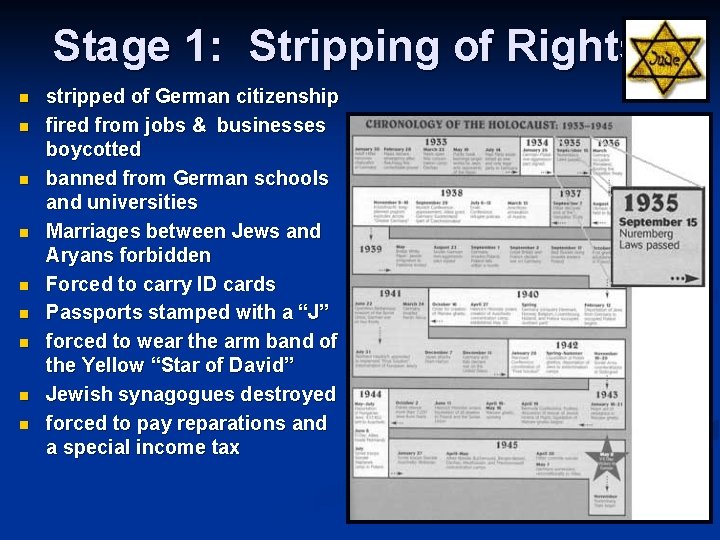 Stage 1: Stripping of Rights n n n n n stripped of German citizenship