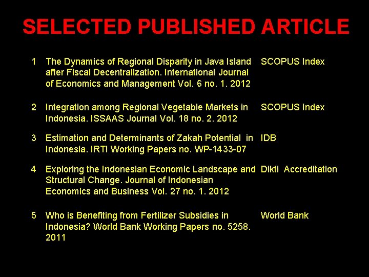Perolehan HAKI SELECTED PUBLISHED ARTICLE 1 The Dynamics of Regional Disparity in Java Island
