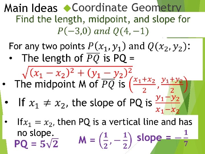 Main Ideas Coordinate Geometry 