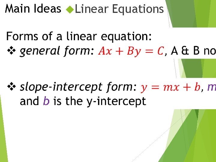 Main Ideas Linear Equations 