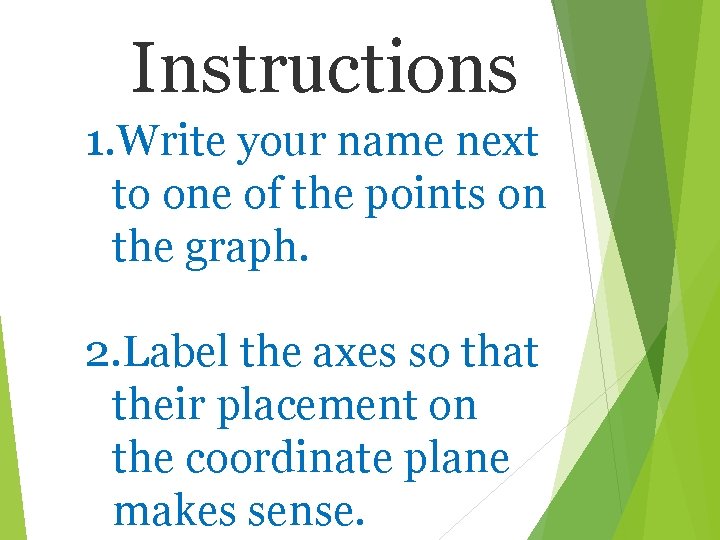 Instructions 1. Write your name next to one of the points on the graph.