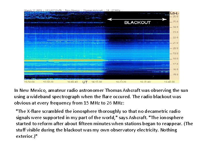 In New Mexico, amateur radio astronomer Thomas Ashcraft was observing the sun using a